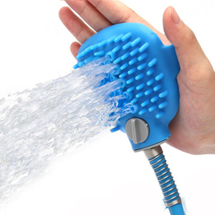 Pet cat and dog bath nozzle with brush cleaning