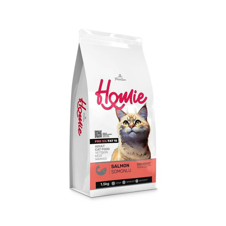 Salmon SUPER-PREMIUM LOW-GRAIN Homie ADULT Cat food 1.5 KG