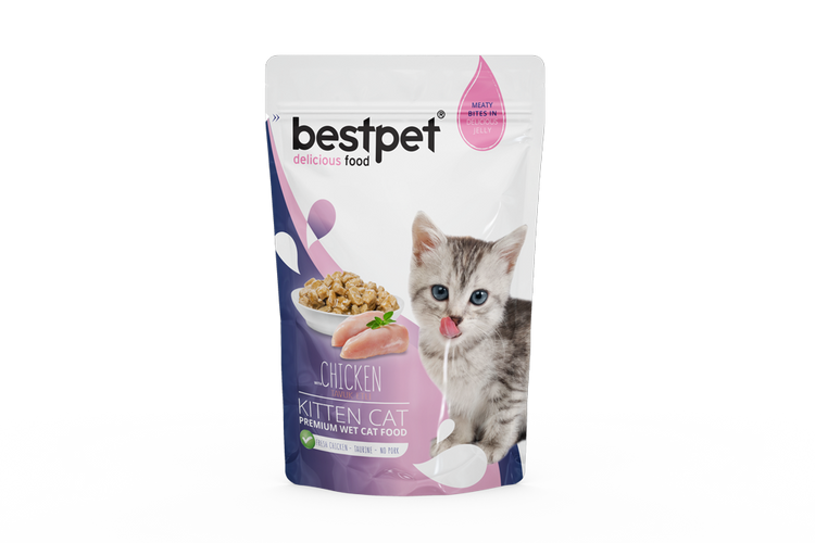 BestPet Pouch 24pcs KITTEN Chunks in Jelly Chicken Pouch