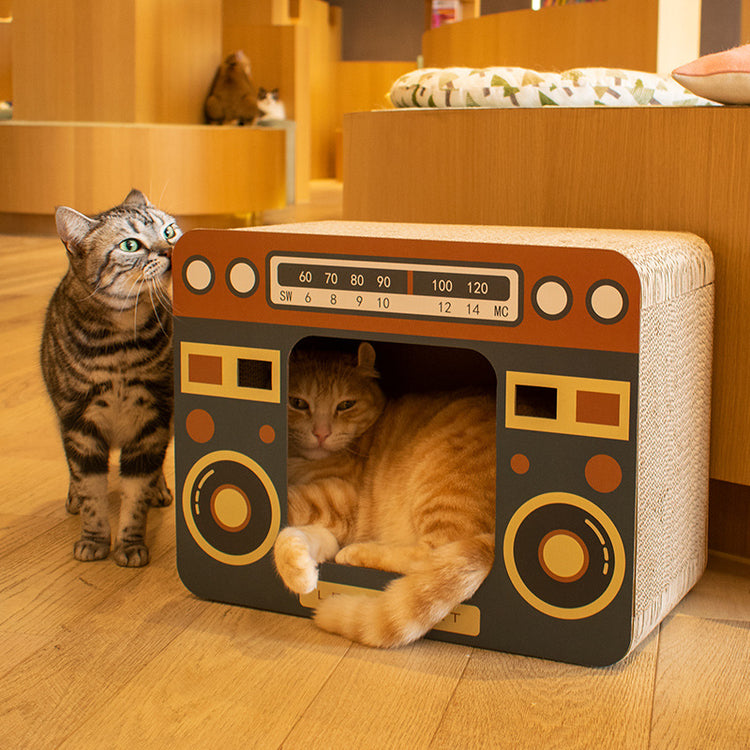 Cat Scratching Board and House with Catnip Free catnip added
Size : 44*34*23 cm