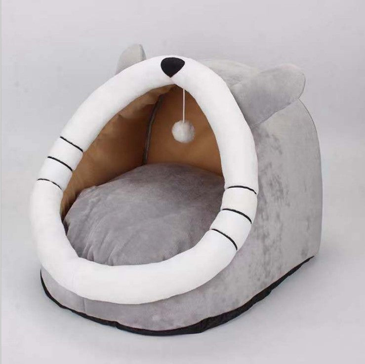 Cute cat and dog bed with mat