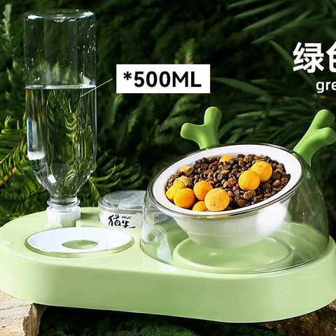 Drinker and ceramic bowl with canned food slot