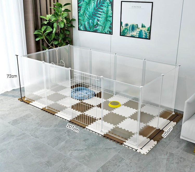 Pet fence cage transparent pet isolation with door