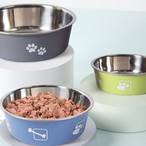 Dog bowl double layer stainless steel anti slip and drop resistant