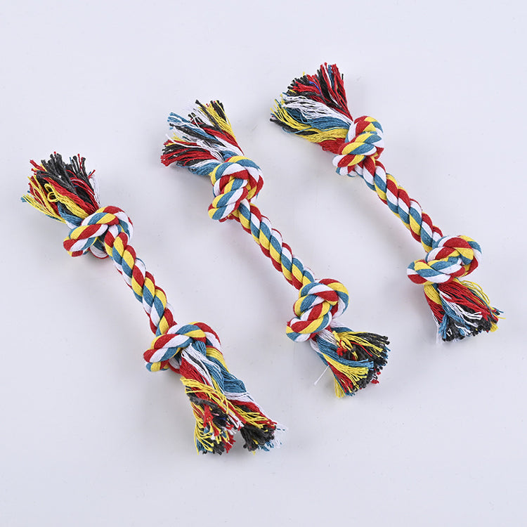 Pet dog bite rope toy dog bite resistant double knot rope cotton rope