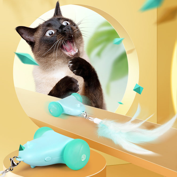 Cat toy smart speed car mouse electric with feather tease cat stick