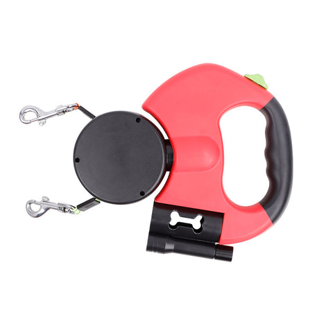 Double-headed automatic retractable dog leash 3 in 1 with LED light