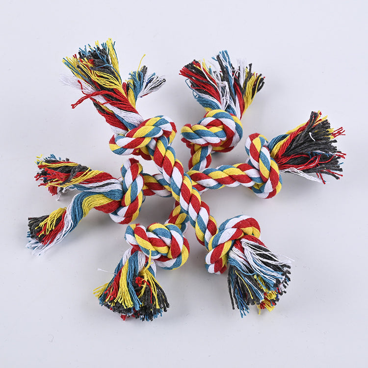 Pet dog bite rope toy dog bite resistant double knot rope cotton rope