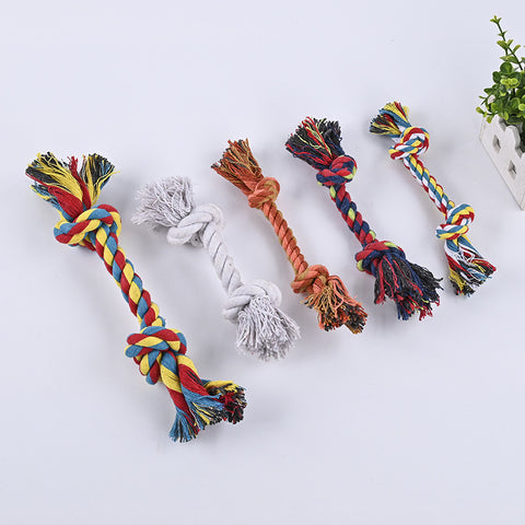 Pet dog bite rope toy dog bite resistant double knot rope cotton rope