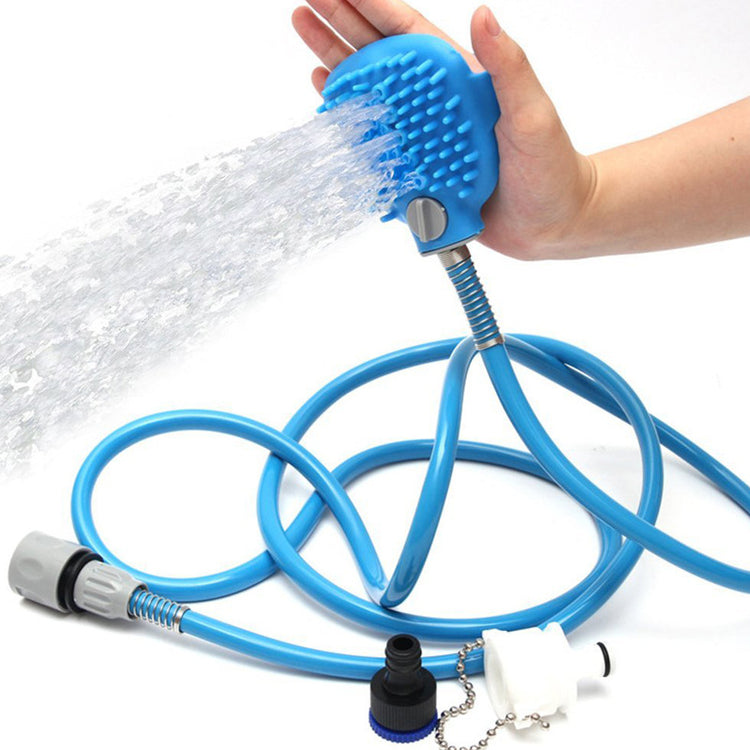 Pet cat and dog bath nozzle with brush cleaning