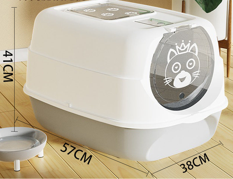 Fully enclosed cat toilet cat litter box oversized anti-splash double door