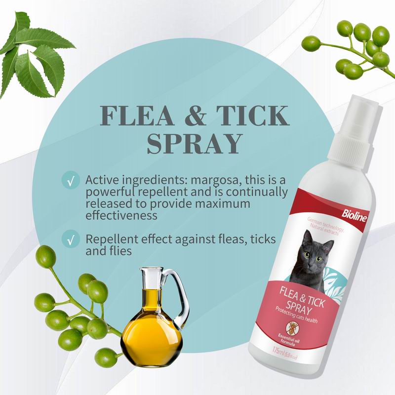 BIOLINE Pet spray - Flea & tick spray for cat 175ML