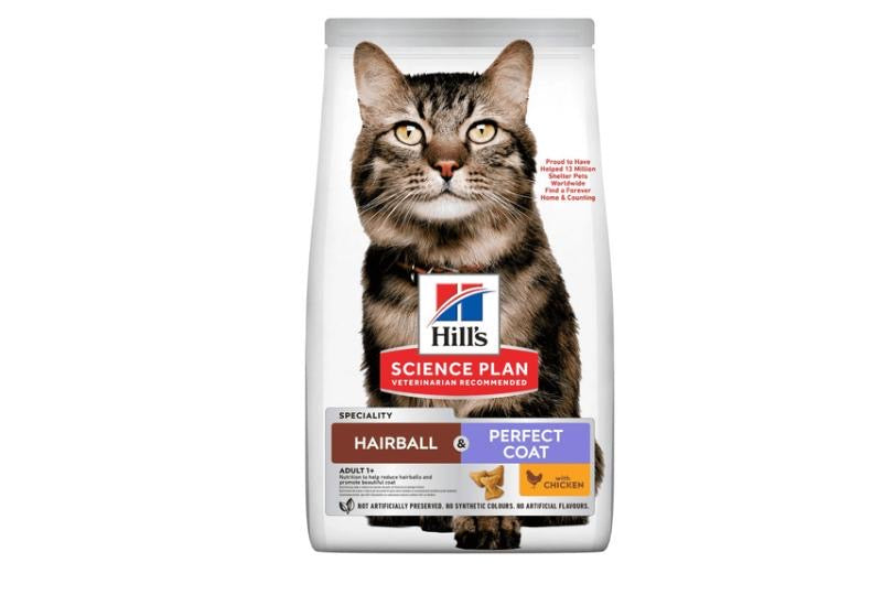 Hills Hairball care & Perfect coat with chicken cat dry food 1.5 KG ADULT