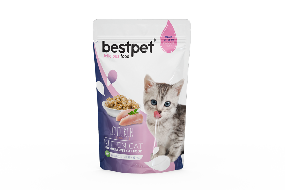 BestPet Pouch 24pcs KITTEN Chunks in Jelly Chicken Pouch