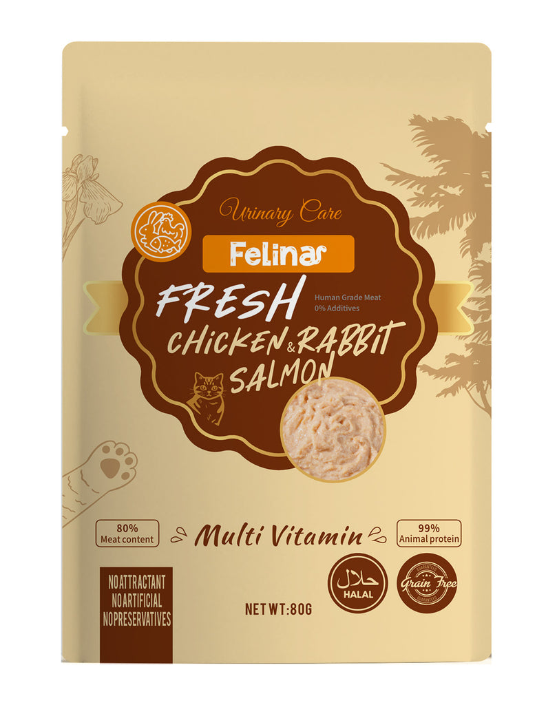 Felina Fresh Meat Multivitamin wet food Mix 12 pcs  (Chicken , Salmon , Rabbit)