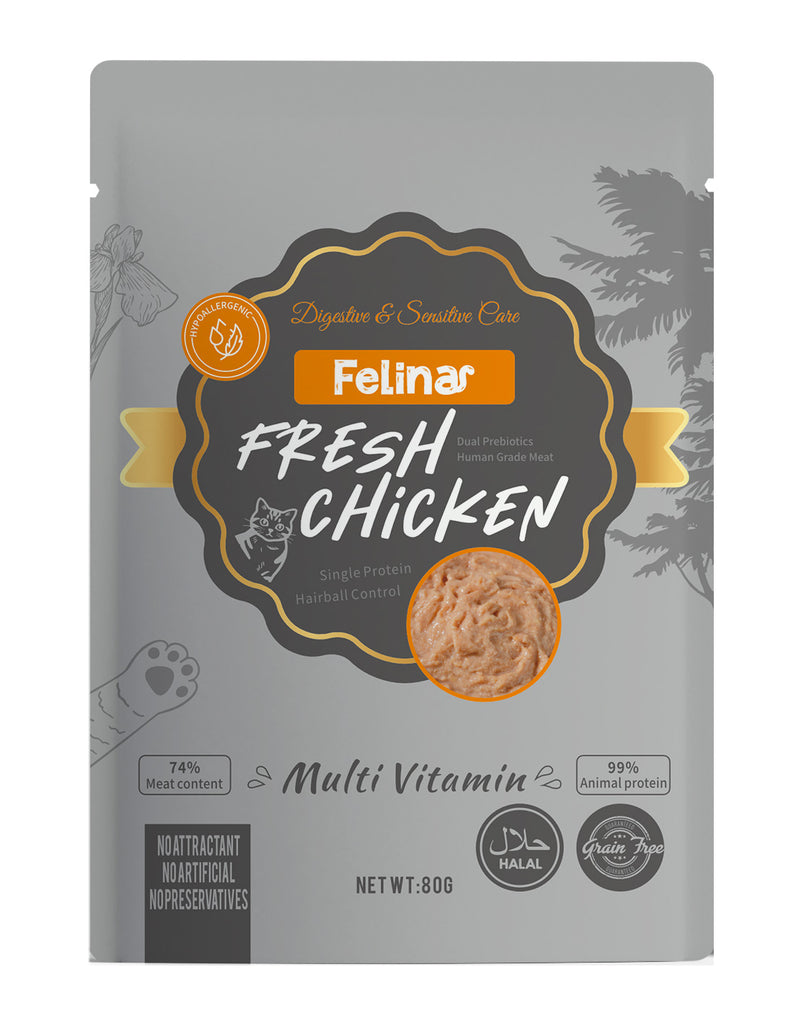 Felina Fresh Meat Multivitamin wet food Mix 12 pcs  (Chicken , Salmon , Rabbit)