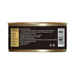 Felina+ Salmon cat food can with ingredient analysis and nutritional information for optimal pet health.