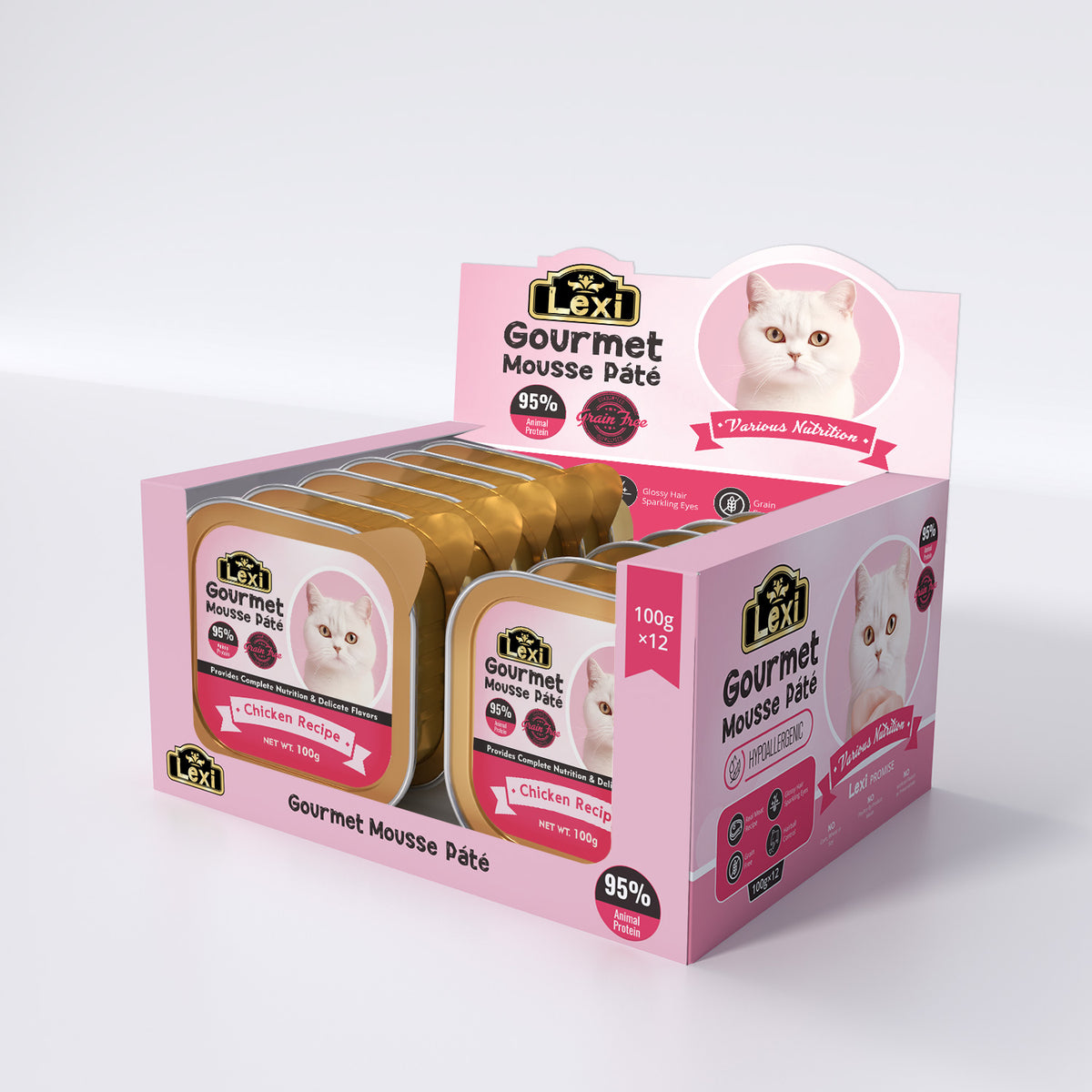 Lexi Grain-Free Mousse Pate + Prebiotic Gourmet 100g 12PCS MIX