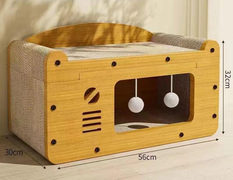 Cat house and bed with scratcher