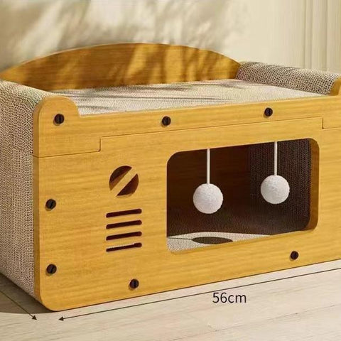 Cat house and bed with scratcher