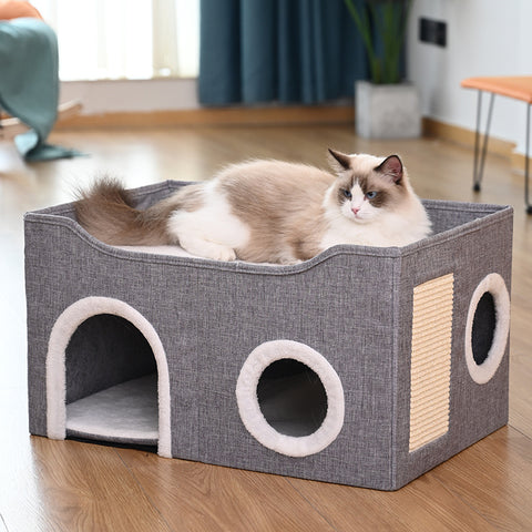 double layer cat HOUSE BED W/SCRATCHER