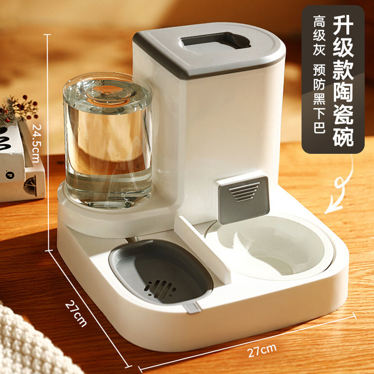 Cat feeder and drinker with ceramic and steel bowl UPGRADED VERSION