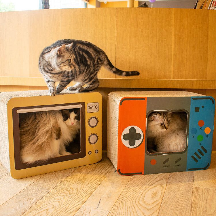 Cat Scratching Board and House with Catnip Free catnip added
Size : 44*34*23 cm
