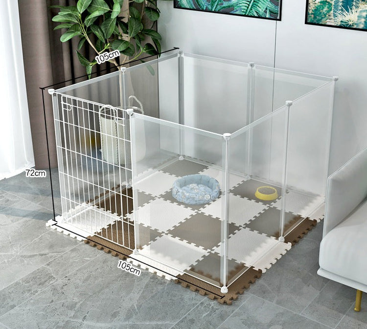 Pet fence cage transparent pet isolation with door