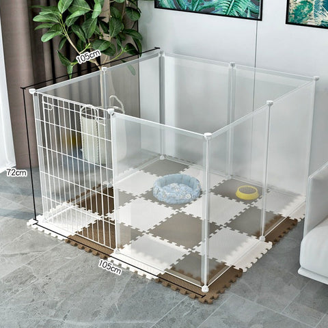 Pet fence cage transparent pet isolation with door