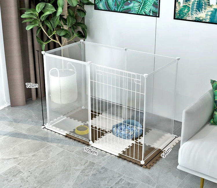 Pet fence cage transparent pet isolation with door