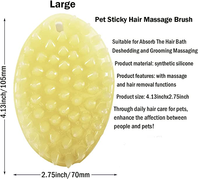 Pet Sticky Hair Massage Brush Super Soft Silicone Great for The Bath Deshedding and Massaging & Grooming Your Pet - for Dogs Cat Rabbit Puppy and Other Pets (Large)