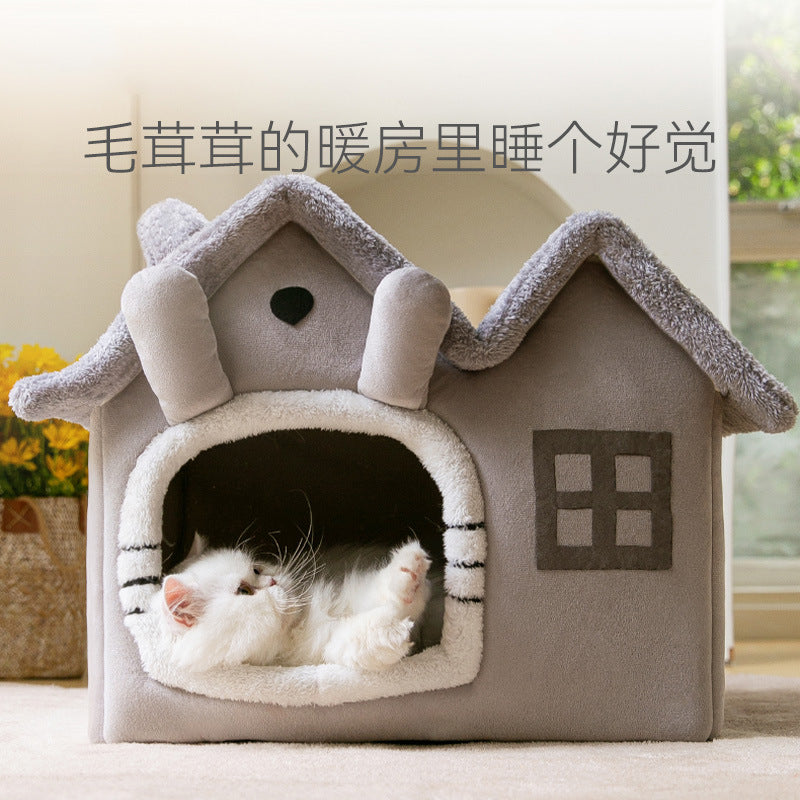 Double roof detachable and washable dog and cat house LARGE SIZE