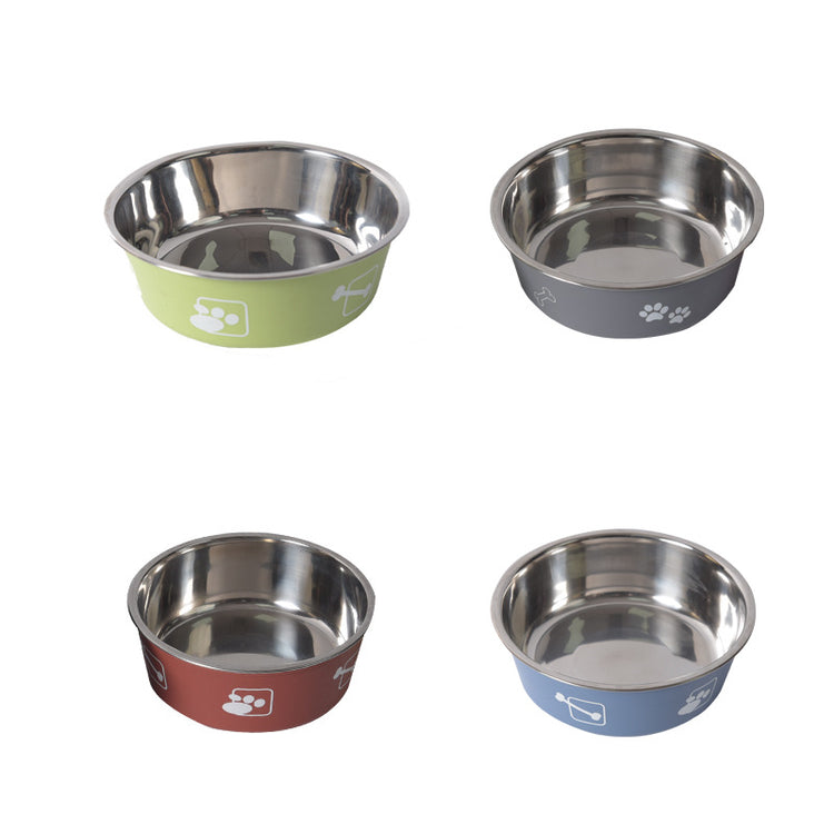 Dog bowl double layer stainless steel anti slip and drop resistant