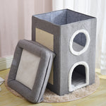 Three layer cat house with cotton mat and scratching post