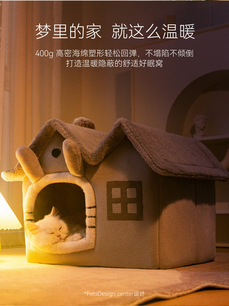 Double roof detachable and washable dog and cat house LARGE SIZE