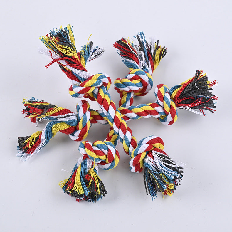 Pet dog bite rope toy dog bite resistant double knot rope cotton rope