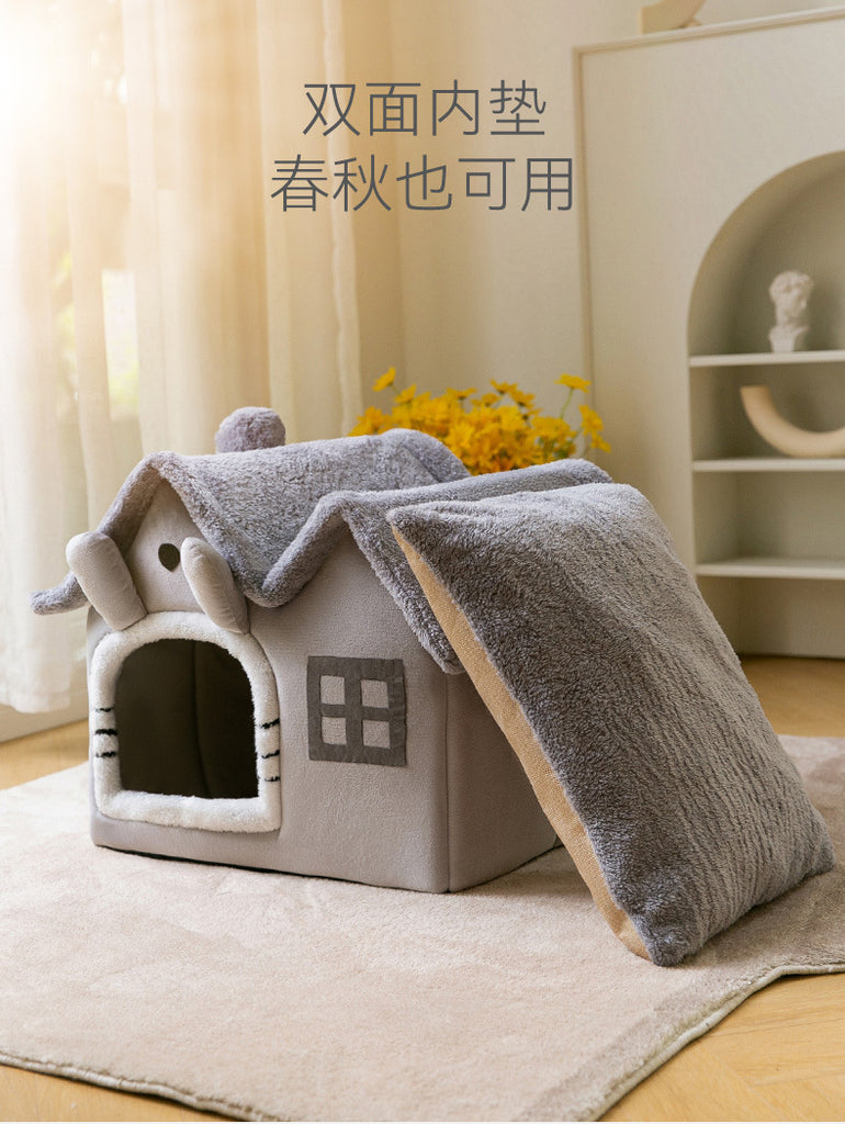 Double roof detachable and washable dog and cat house LARGE SIZE