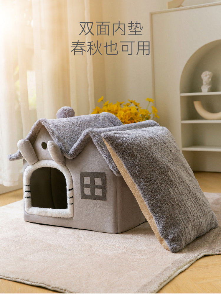 Double roof detachable and washable dog and cat house LARGE SIZE
