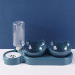 Pet feeding double bowl and water fountain