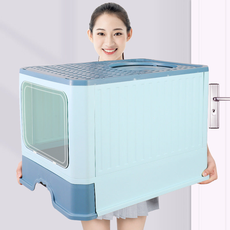 Cat litter box fully enclosed double door anti splash anti sand extra large oversized