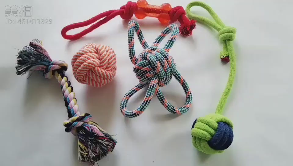 Dog Cotton Rope Toy Set Knots bite
